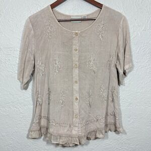 Vtg 90s Sportique Blouse Small Cottage Artsy Lagenlook Indie Old Money Luxury